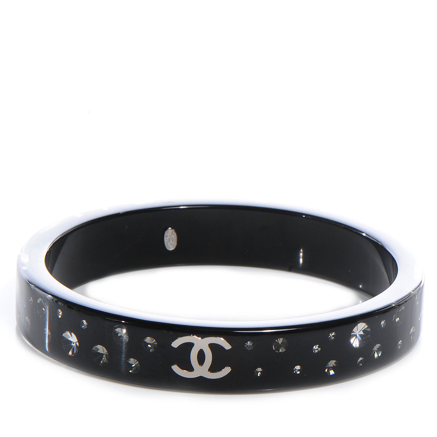 Chanel Resin Crystal CC Bangle Black 1 of 5