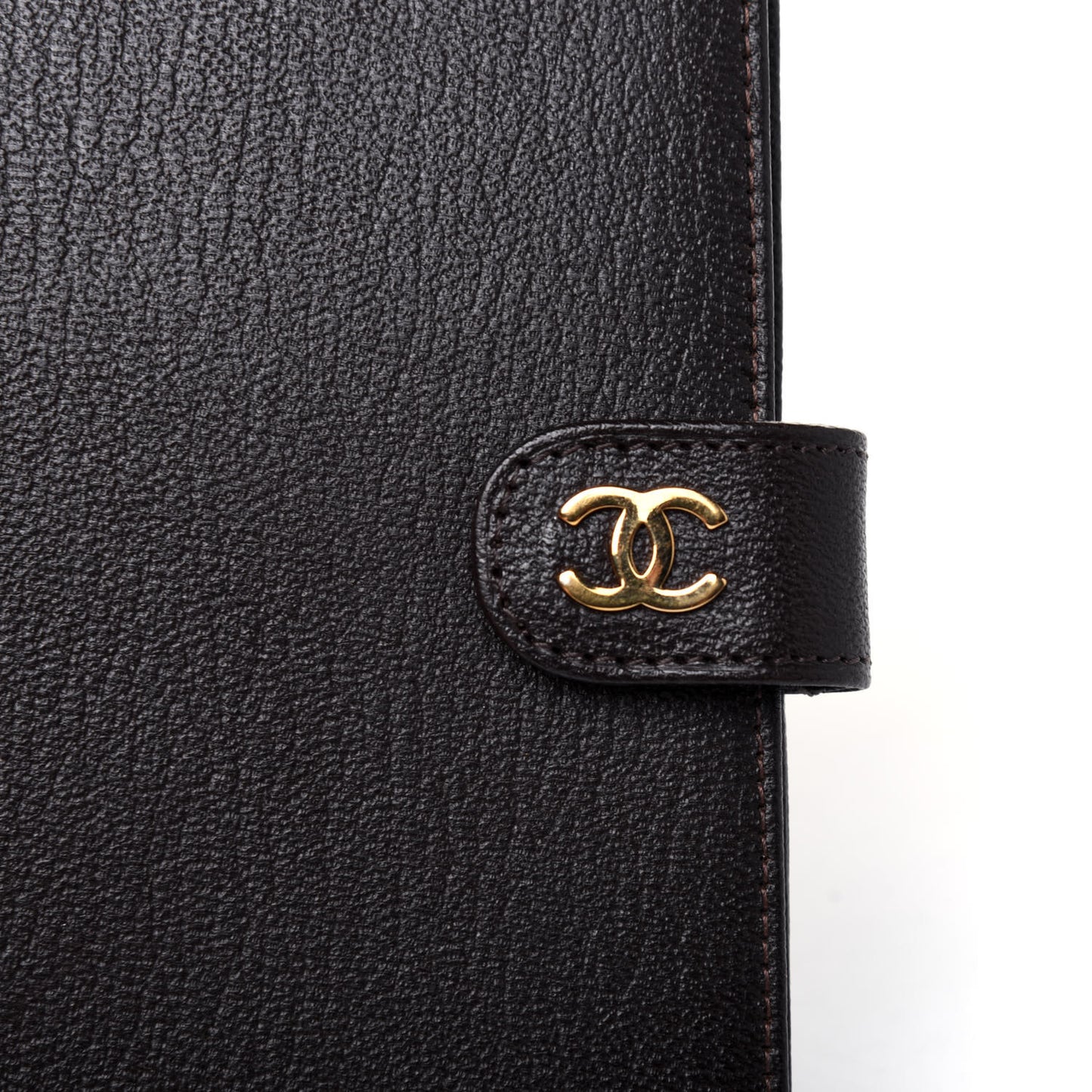 Goatskin Small Ring Agenda Planner Dark Brown