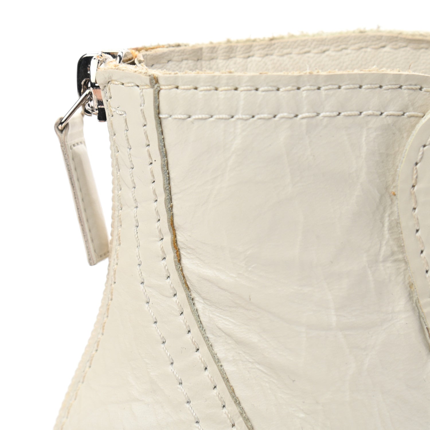 Chanel Crackled Calfskin Pearl Chain CC Short Boots 35 White 10 of 10