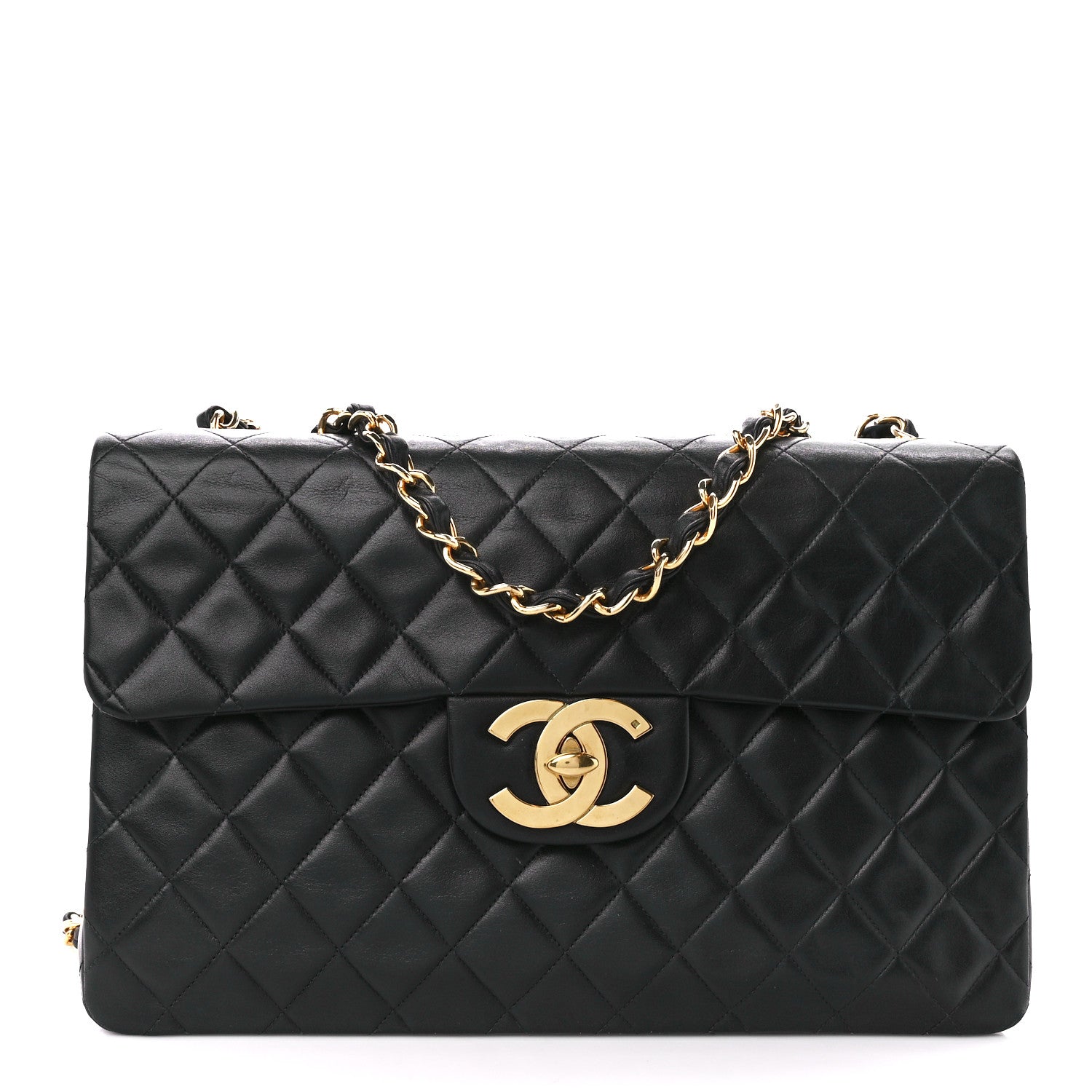 Chanel Lambskin Quilted XL Jumbo Single Flap Black 1 of 11