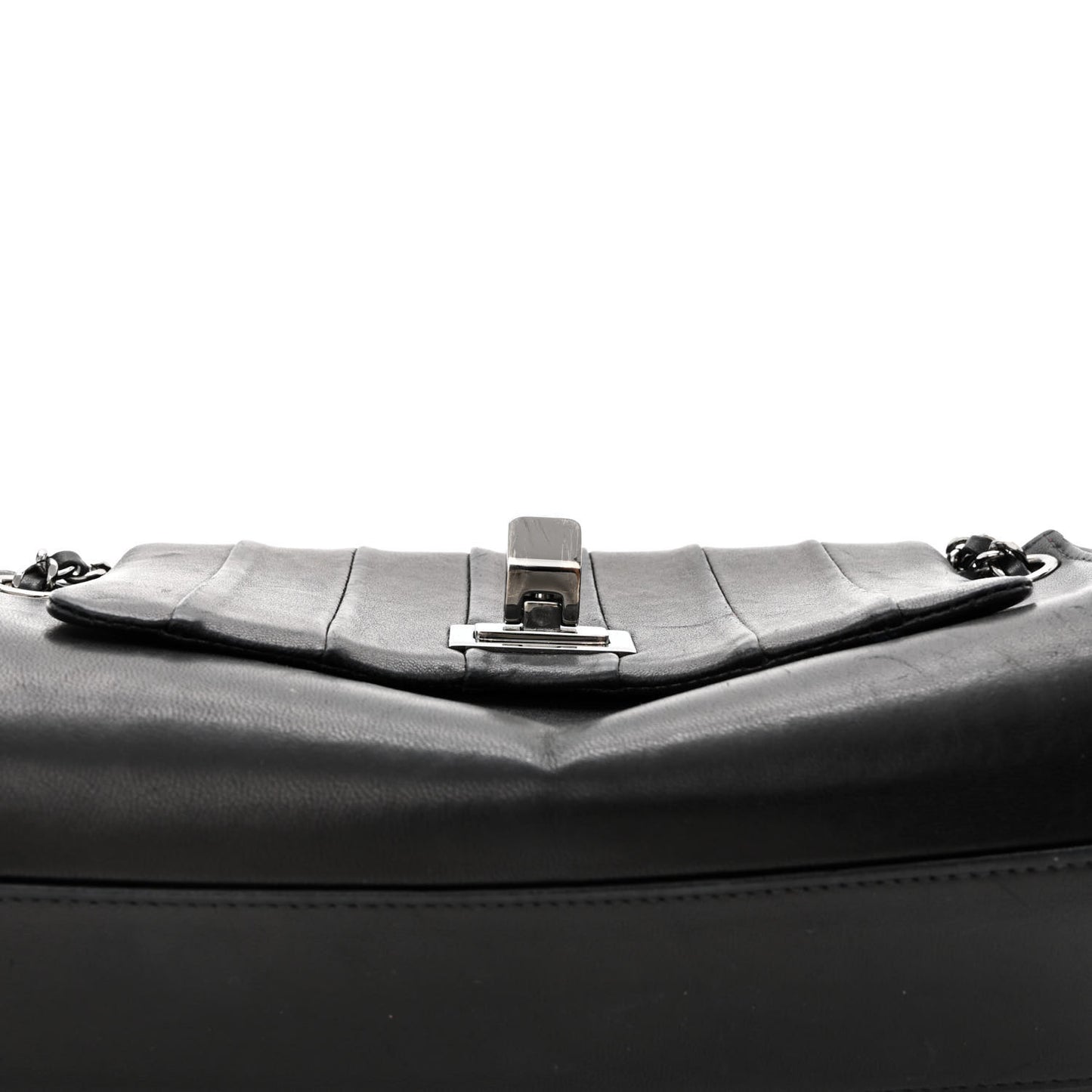 Lambskin Vertical Quilt Small Accordion Flap Black