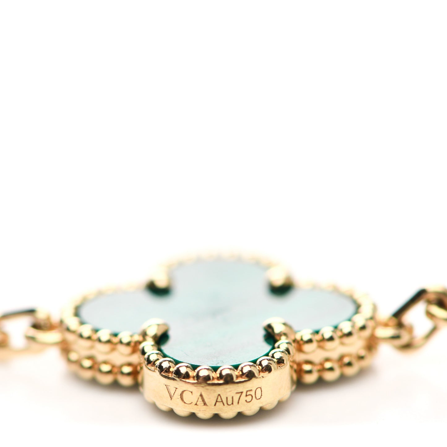 18K Yellow Gold Malachite 5 Motifs Vintage Alhambra Bracelet
