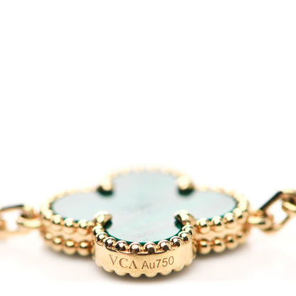 Van Cleef & Arpels 18K Yellow Gold Malachite 5 Motifs Vintage Alhambra Bracelet 4 of 8