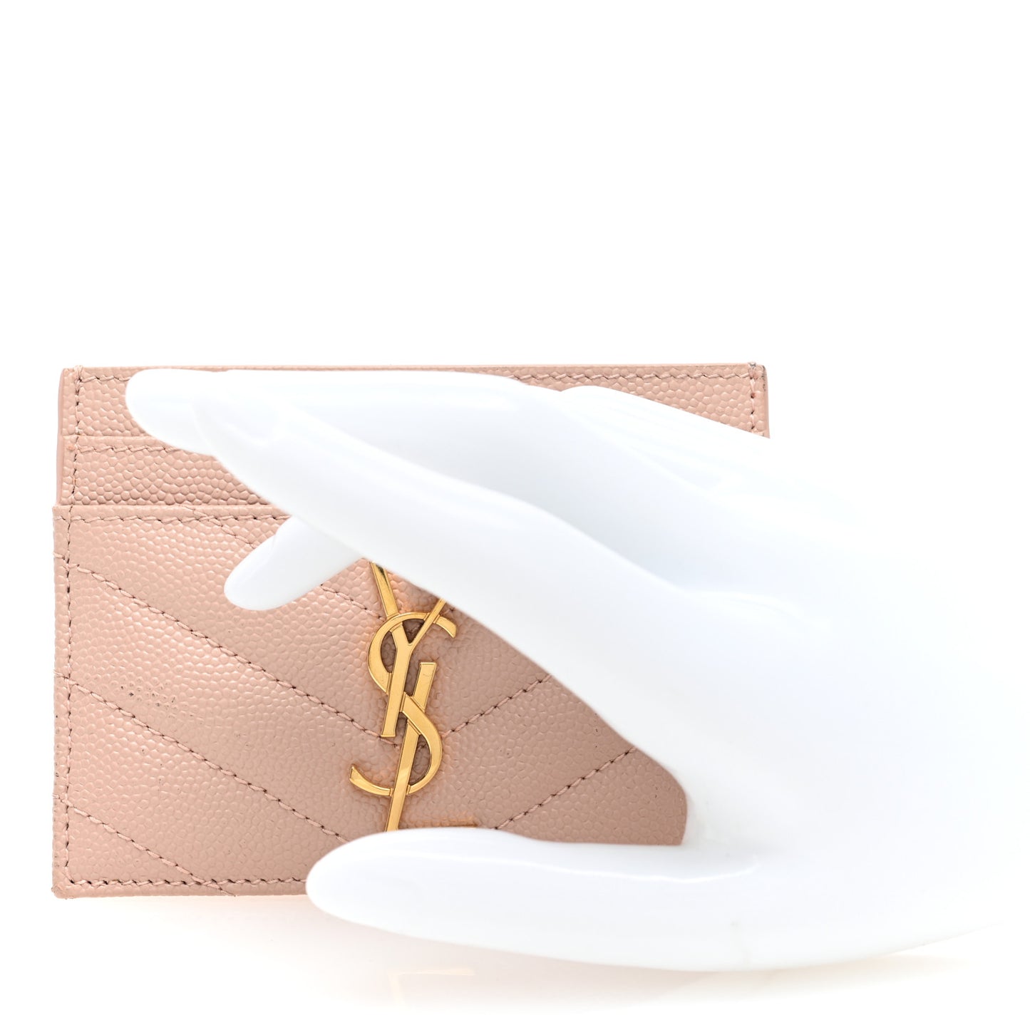 Grain De Poudre Matelasse Chevron Monogram Credit Card Case Pale Pink