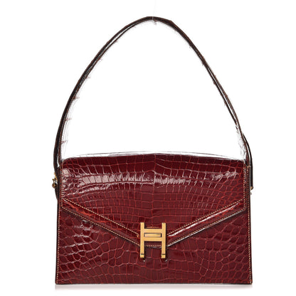 Hermes Shiny Porosus Crocodile Handbag Rouge H 1 of 13