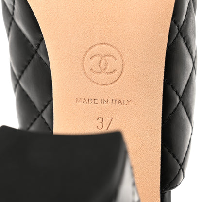 Chanel Patent Calfskin Quilted Cap Toe CC Mules 37 Black 8 of 9