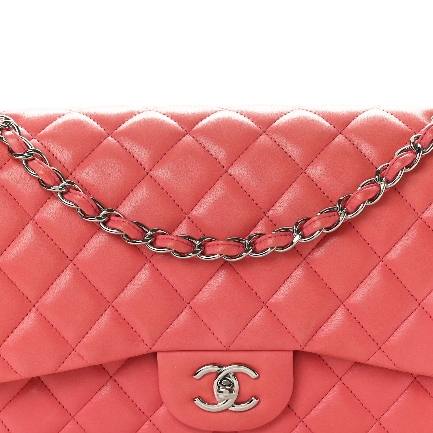 Chanel Lambskin Quilted Jumbo Double Flap Pink Pink 8 of 11