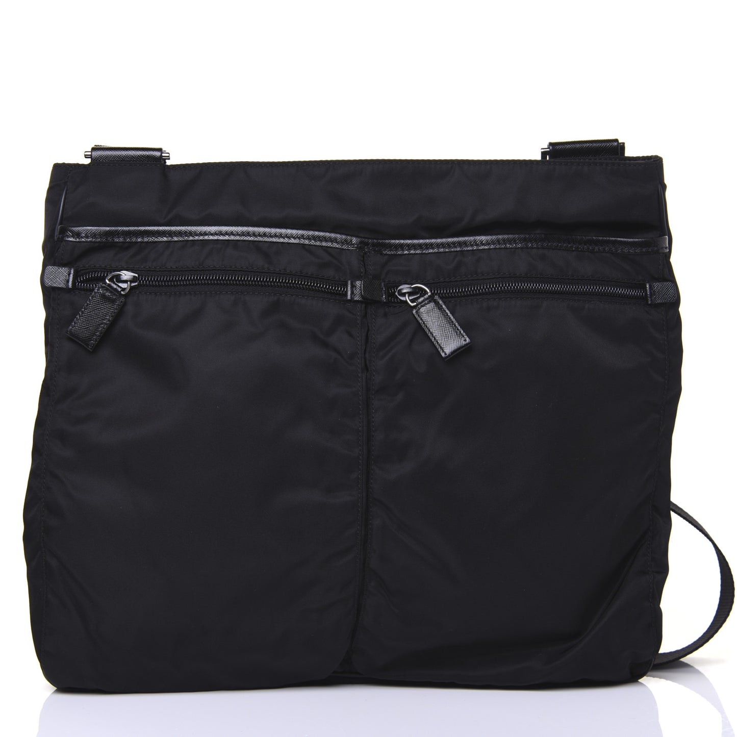Nylon Flat Messenger Bag Black