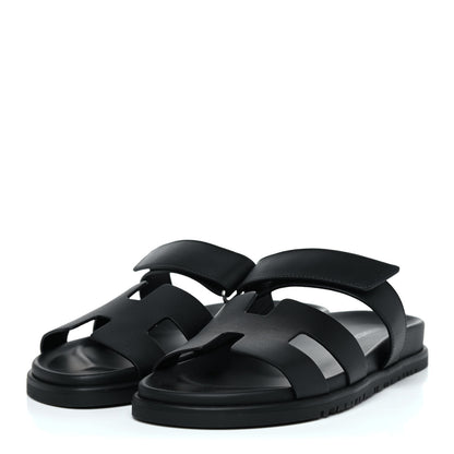 Hermes Calfskin Womens Chypre Sandals 39 Black 3 of 10