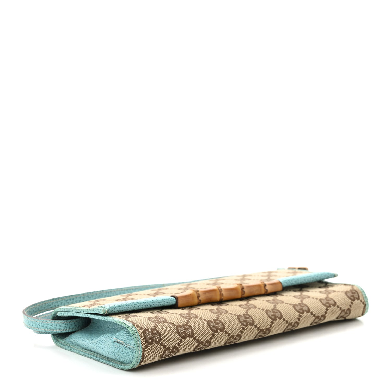 Gucci Monogram Bamboo Bar Clutch Turquoise 4 of 11