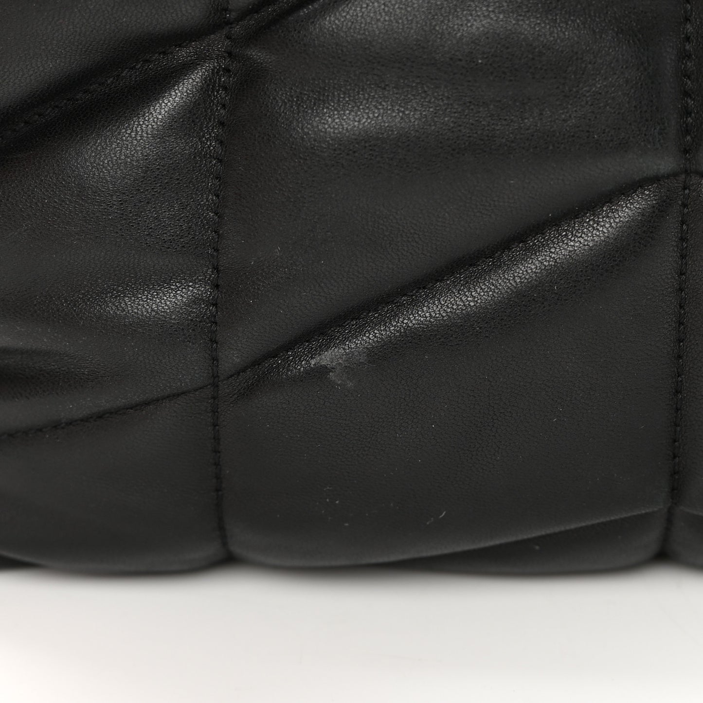 Lambskin Quilted Small Loulou Puffer Monogram Chain Satchel Black