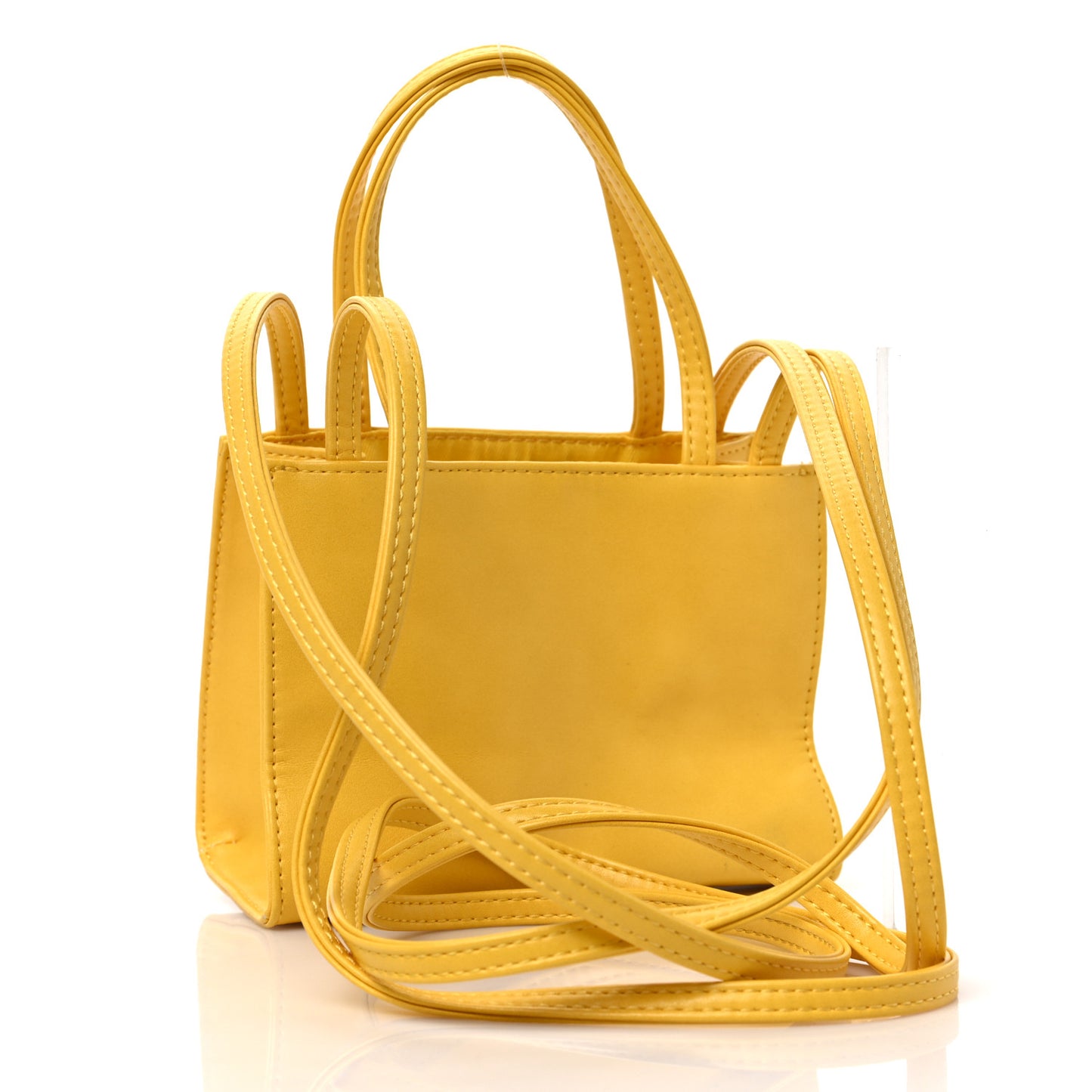 Vegan Leather Small Shopping Bag Yellow