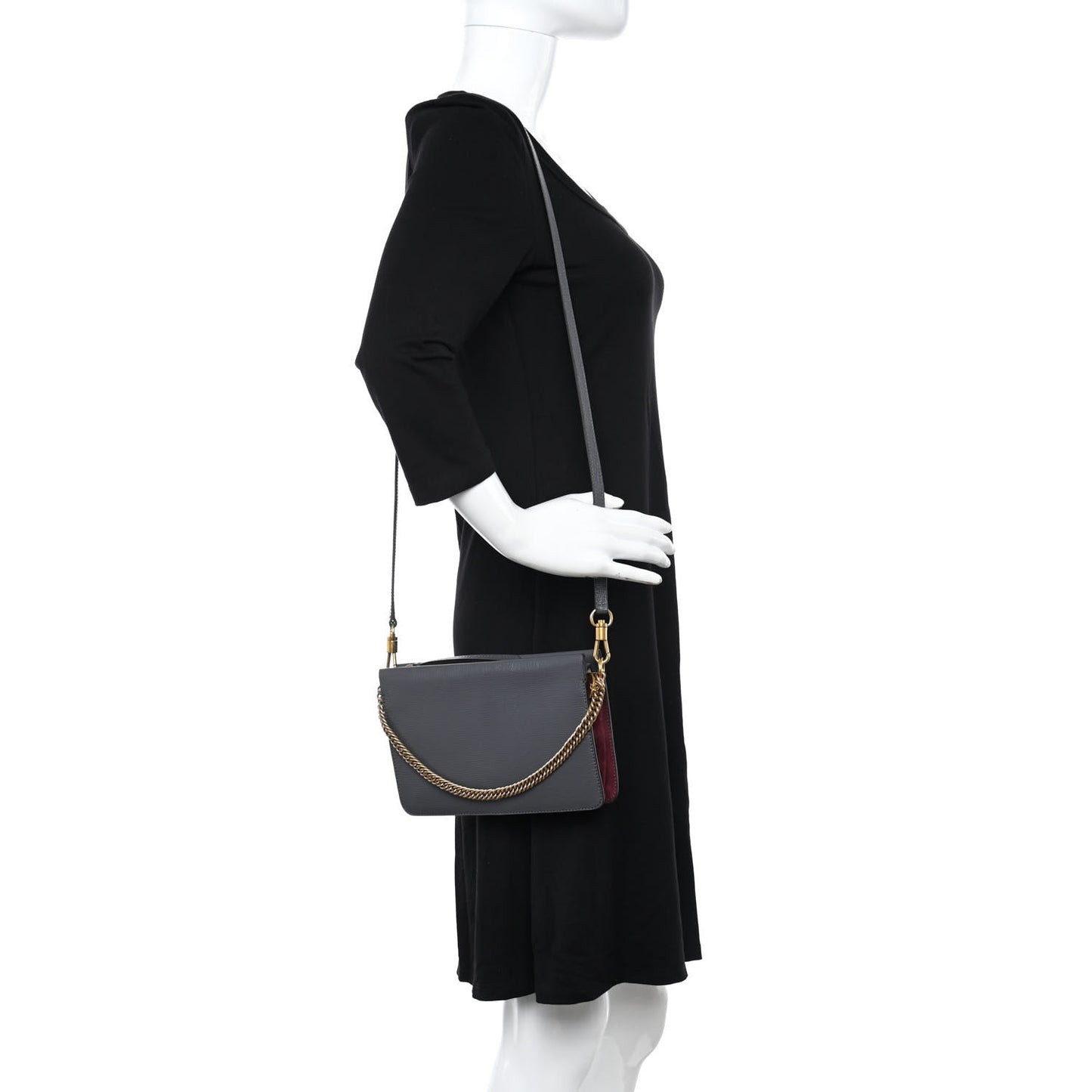 Goatskin Suede Cross 3 Crossbody Bag Grey Aubergine