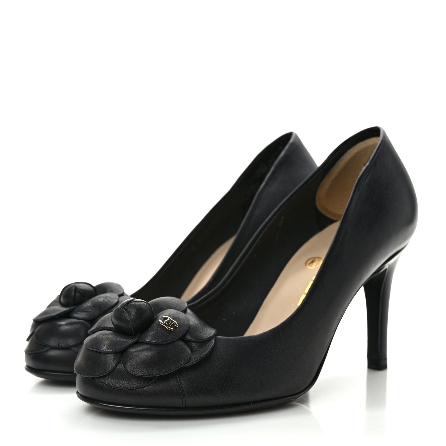 Lambskin Camellia Pumps 35 Black