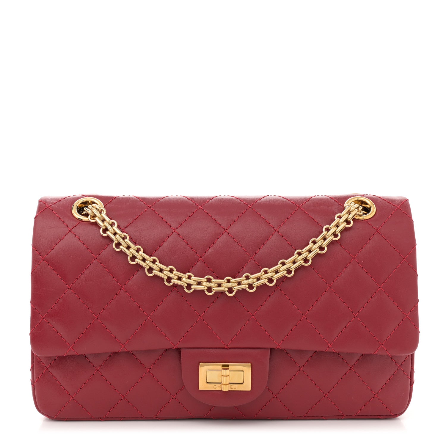 Chanel Aged Calfskin Quilted 2.55 Reissue 225 Flap Red 1 of 11