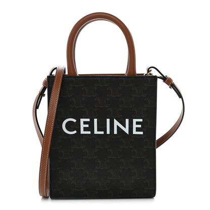 Celine Triomphe Canvas Calfskin Mini Vertical Cabas Tan 1 of 9