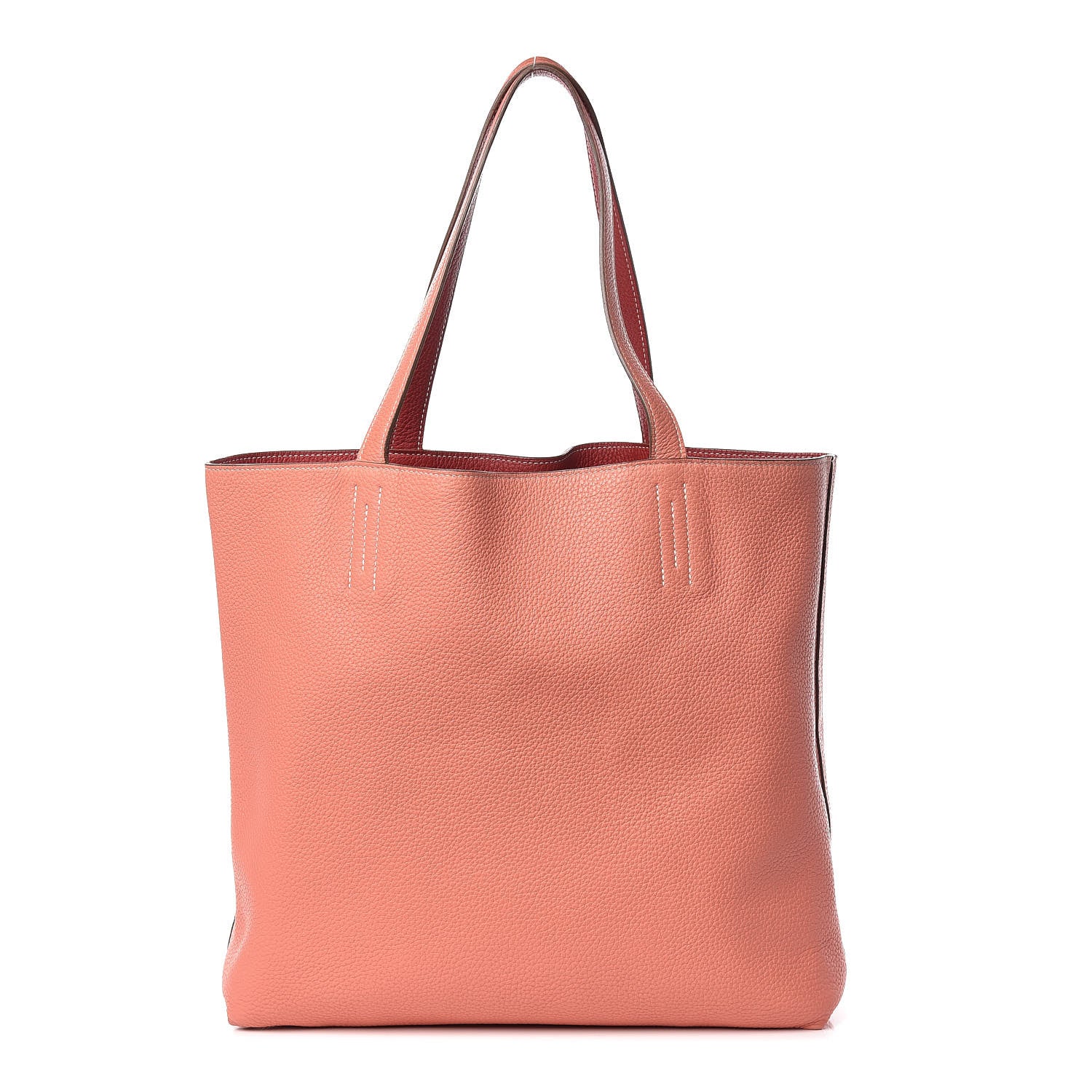 Hermes Taurillon Clemence Double Sens Reversible Tote 36 Rouge Casaque Crevette 4 of 14
