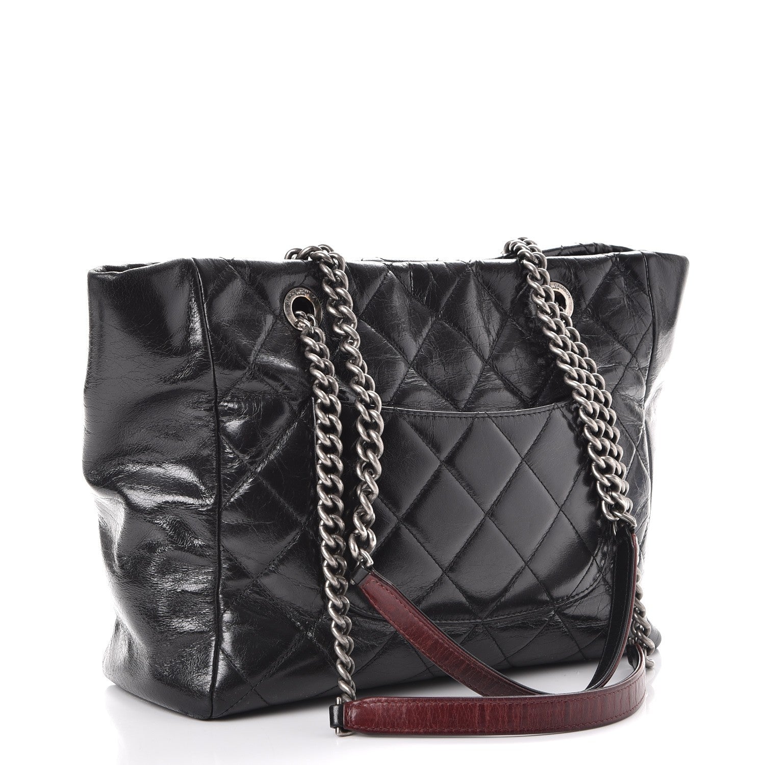 Chanel Glazed Calfskin Quilted Small Duo Color Tote Black 3 of 11