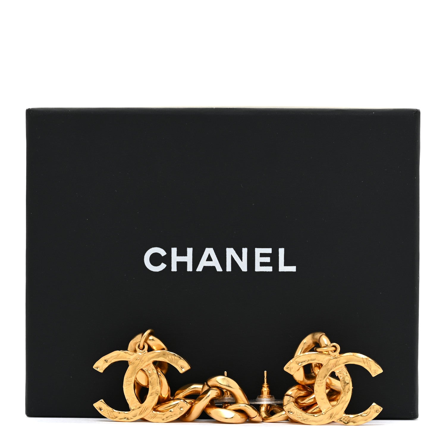 Chanel Metal CC Pick Drop Earrings Gold 5 of 5