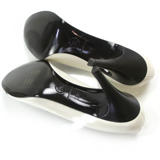 Chanel Leather Heels Black/White 38 4 of 6