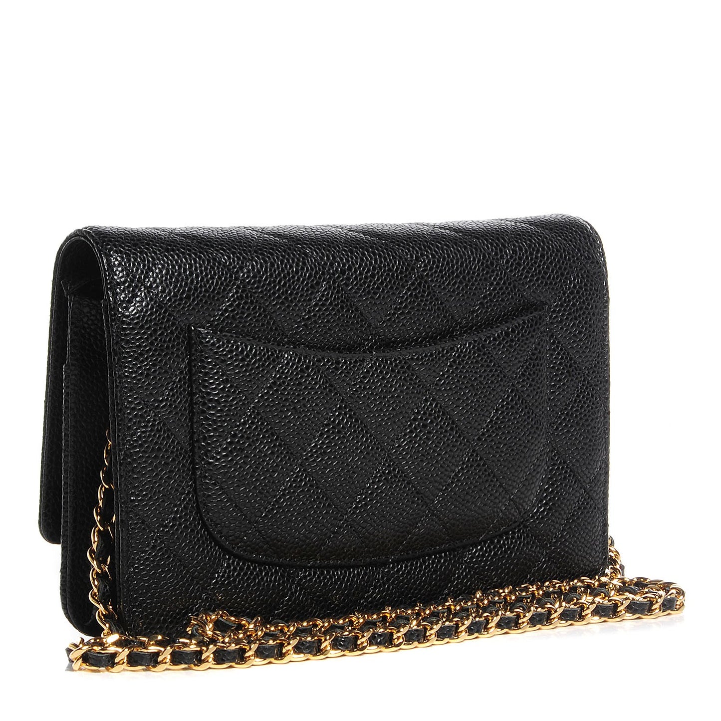 Caviar Quilted Wallet On Chain WOC Black