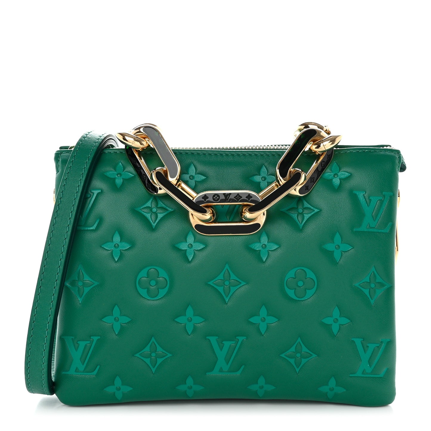 Lambskin Embossed Monogram Coussin BB Emeraude