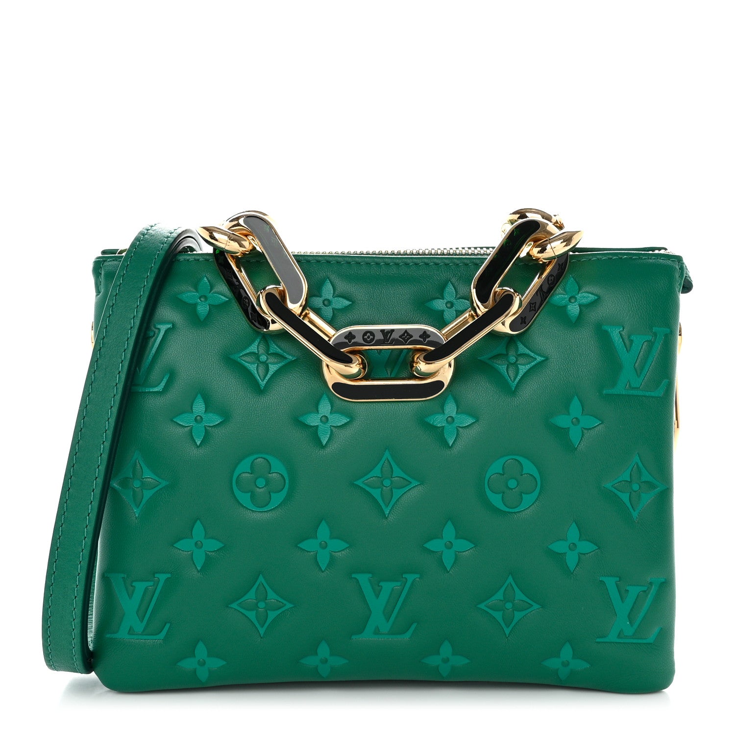 Louis Vuitton Lambskin Embossed Monogram Coussin BB Emeraude 1 of 11