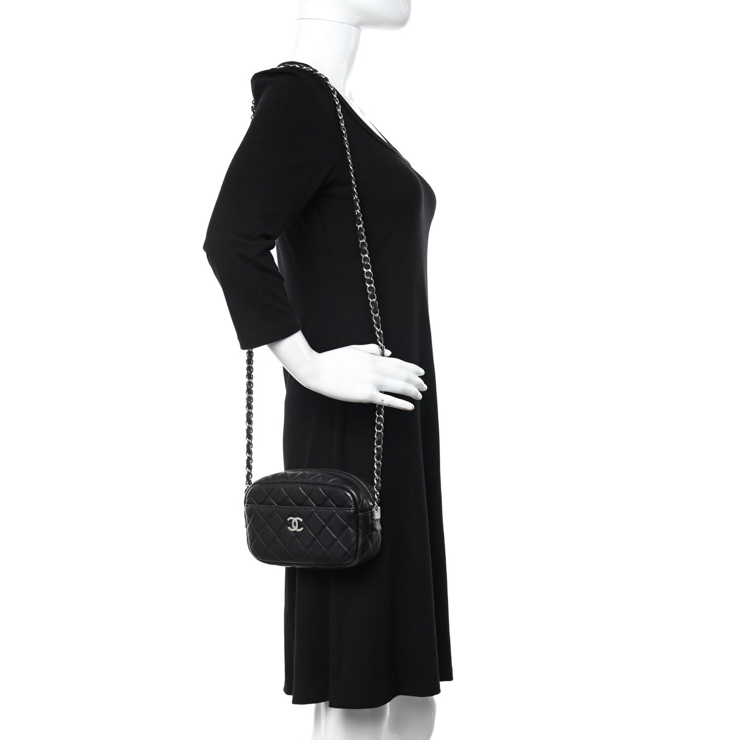 Lambskin Quilted Small Timeless Camera Case Black