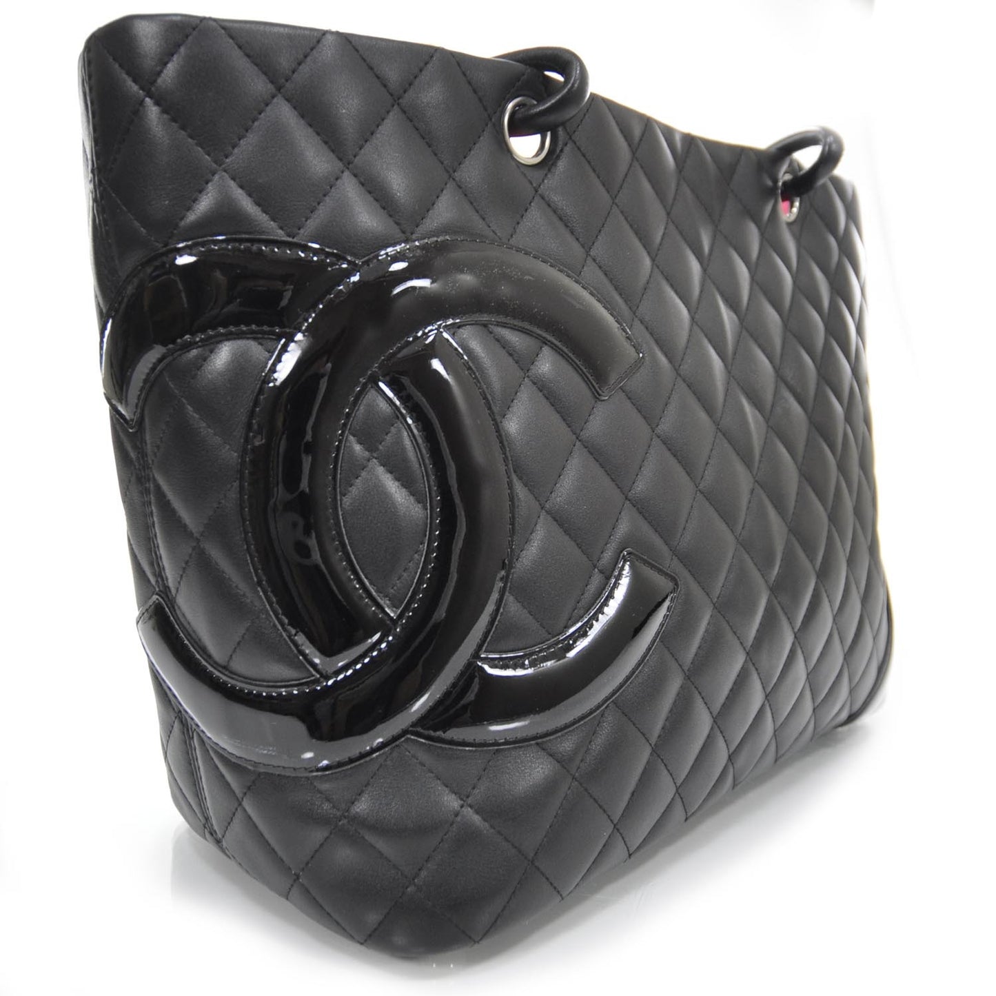 Calfskin Quilted Large Cambon Tote Black