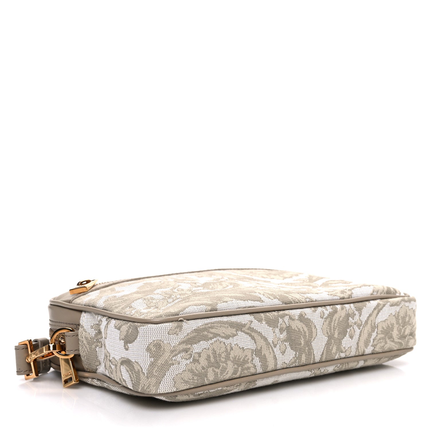 Versace Fabric Jacquard Calfskin Barocco Wristlet Pouch Beige 4 of 9