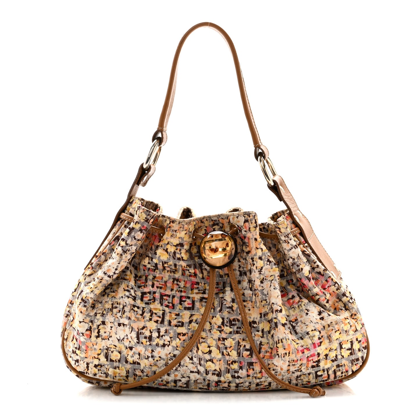 Zucchino Vitello Floral Forever Bucket Bag Pesca Giallo Saddler