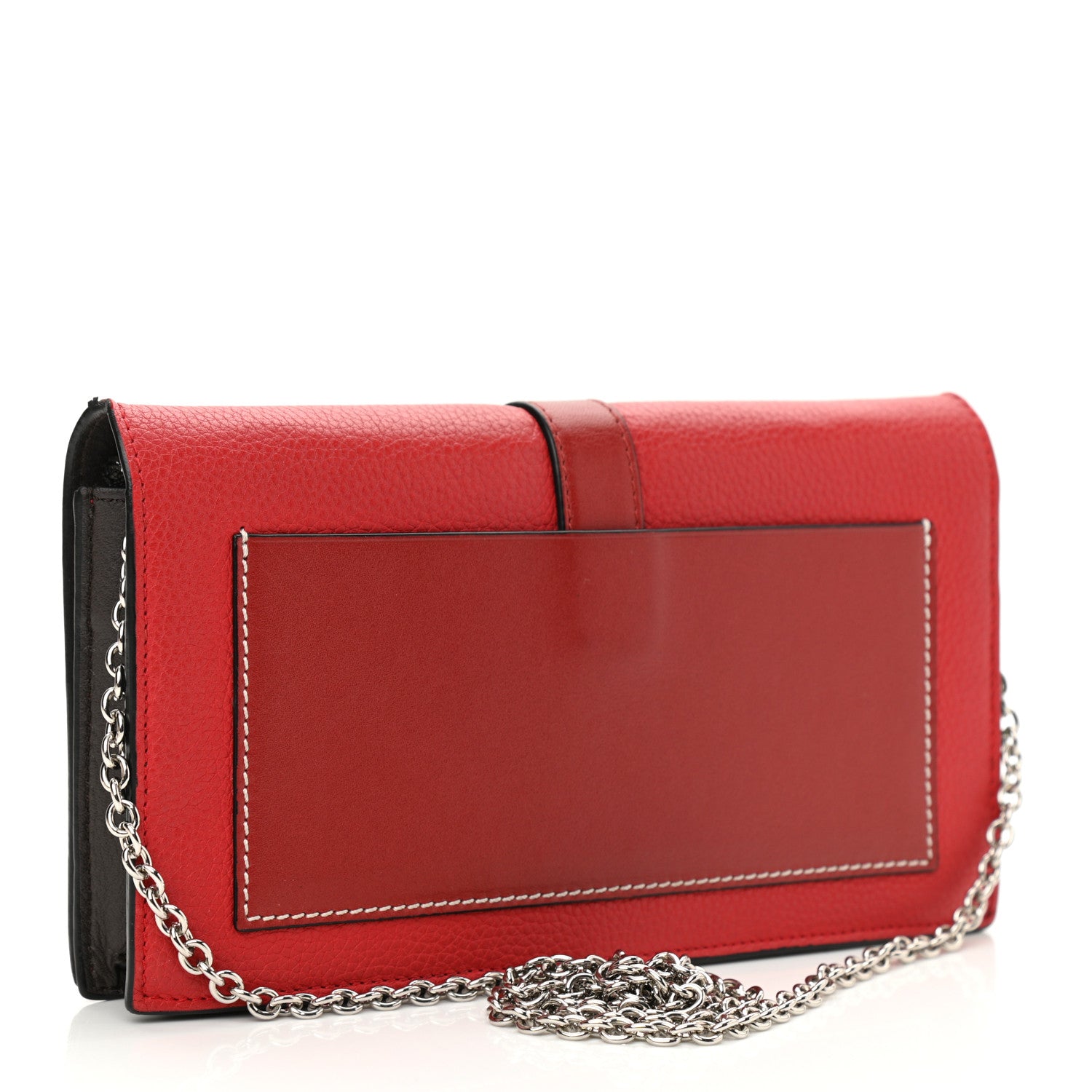 Loewe Grained Calfskin Chain Wallet Burnt Red 3 of 10