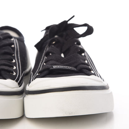 Chanel Canvas Lace Up Cap Toe Sneakers 38 Black 10 of 11