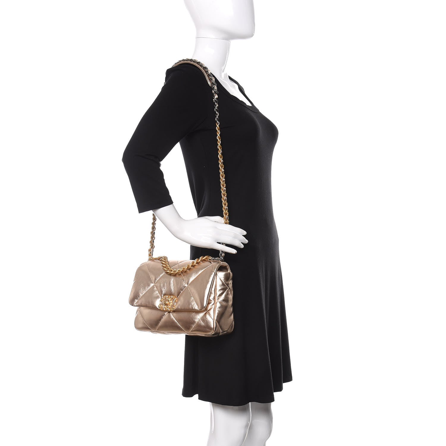 Chanel Metallic Lambskin Quilted Medium Chanel 19 Flap Gold 2 of 11