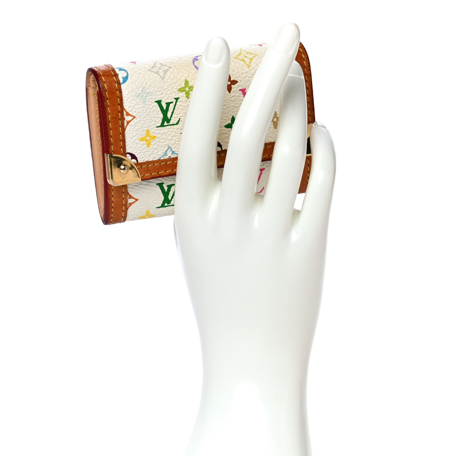 Louis Vuitton Monogram Multicolor Porte-Monnaie Plat Coin Purse White 2 of 15