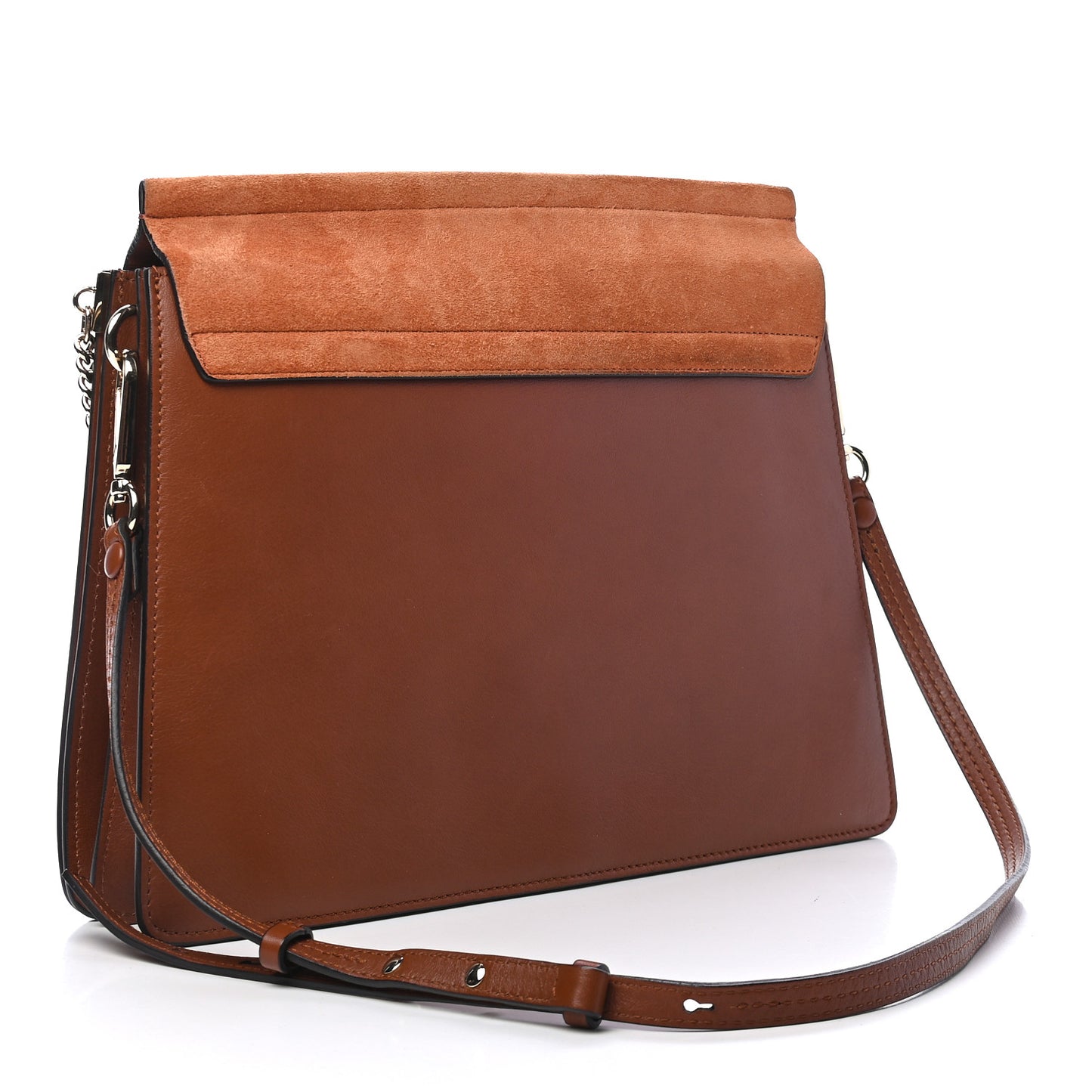 Suede Calfskin Medium Faye Shoulder Bag Tobacco