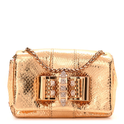 Christian Louboutin Metallic Waternsnake Crystal Mini Sweety Charity Crossbody Bag Gold 1 of 8