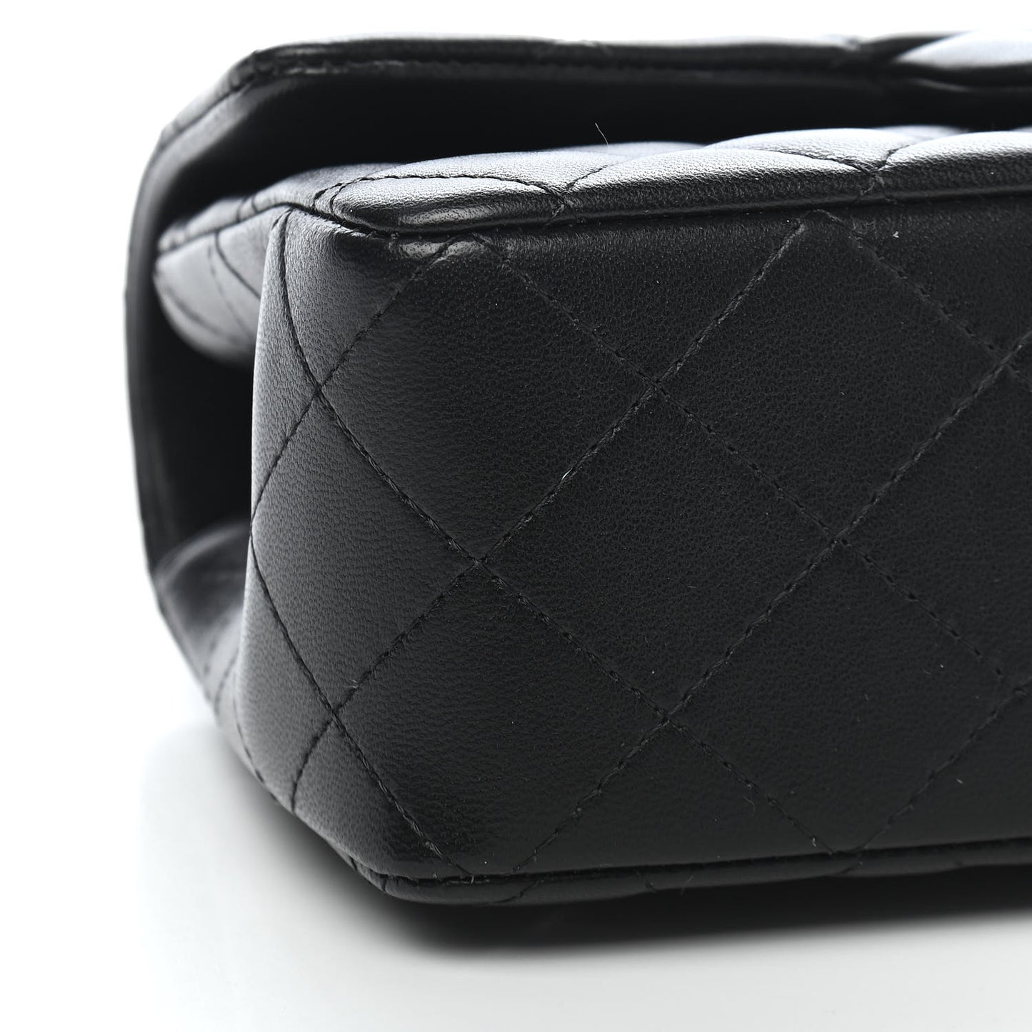Lambskin Quilted Mini Top Handle Rectangular Flap Black
