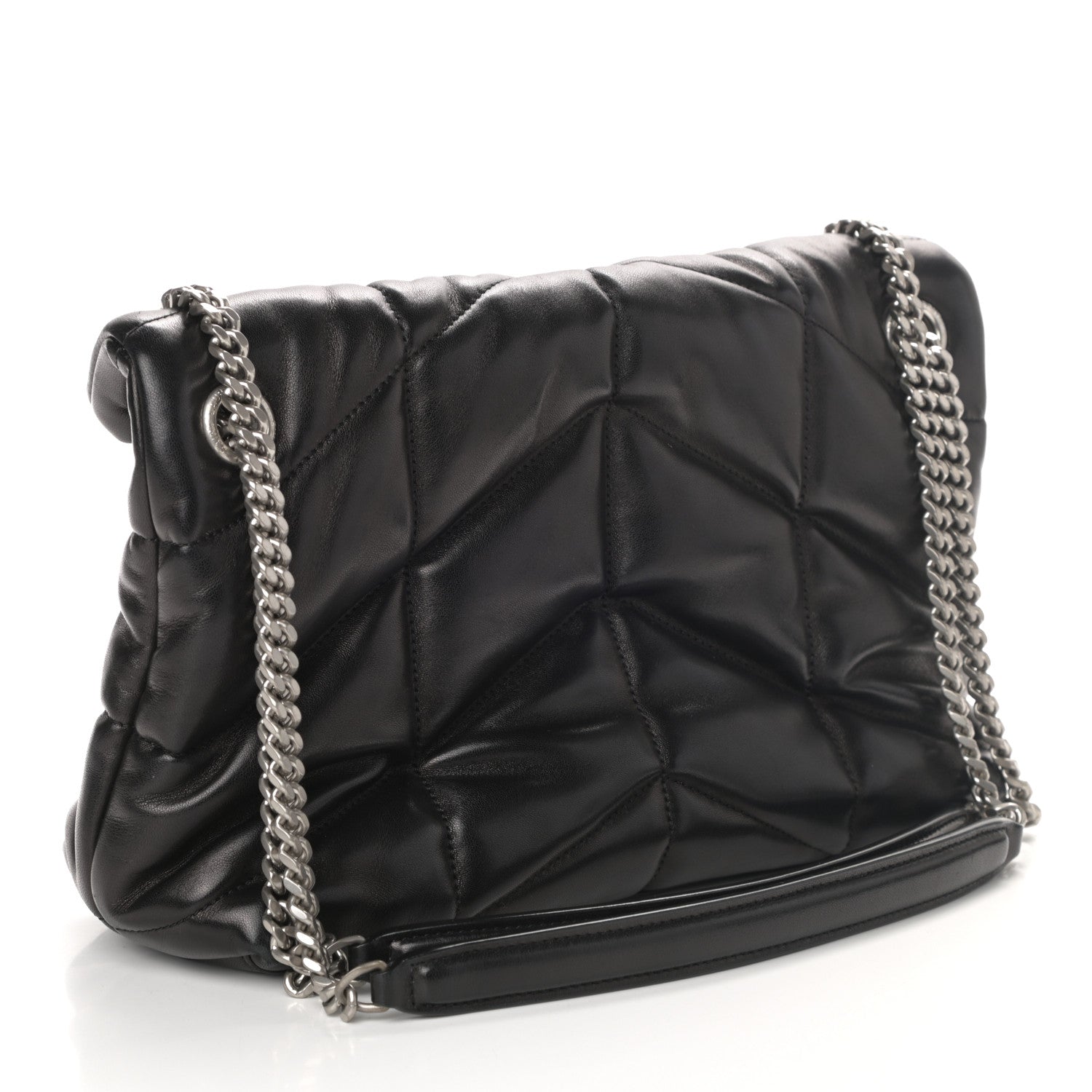 Saint Laurent Lambskin Quilted Small Loulou Puffer Monogram Chain Satchel Black 3 of 10
