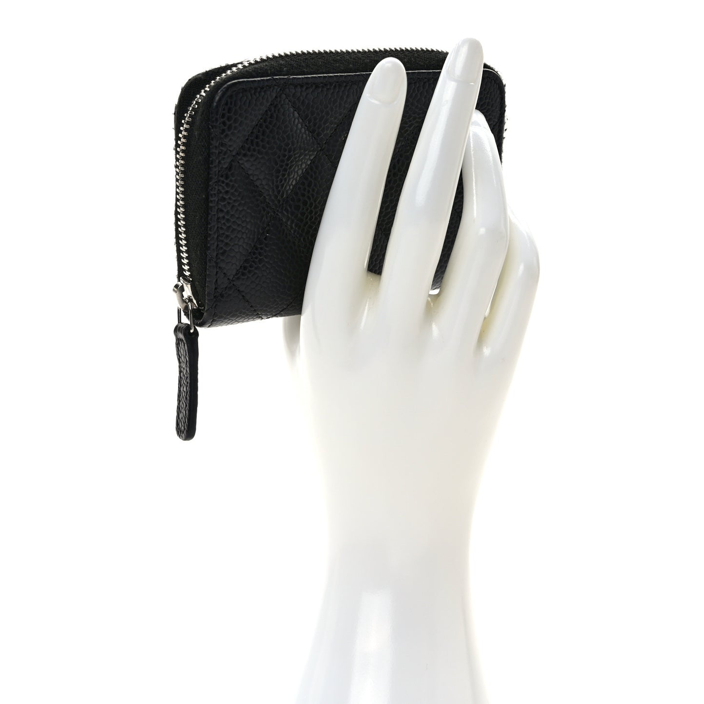 Caviar Quilted Zip Coin Purse Black