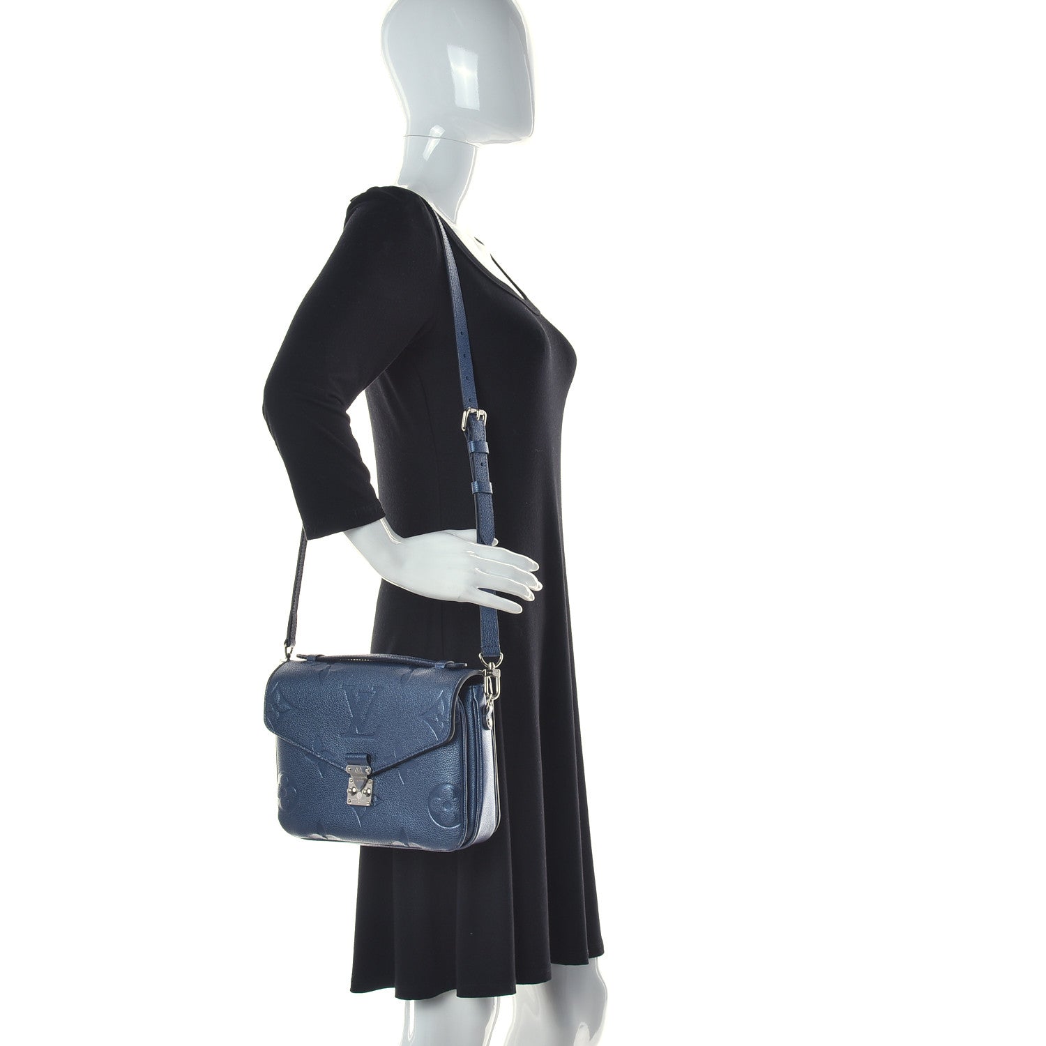 Louis Vuitton Metallic Empreinte Monogram Giant Pochette Metis Navy Nacre 2 of 11