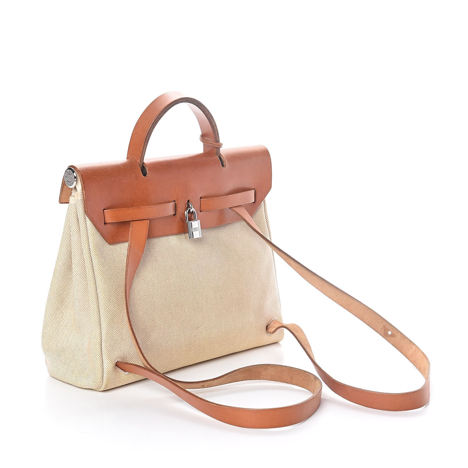 Hermes Toile Vache Calfskin Herbag 30 PM Backpack Natural 4 of 13