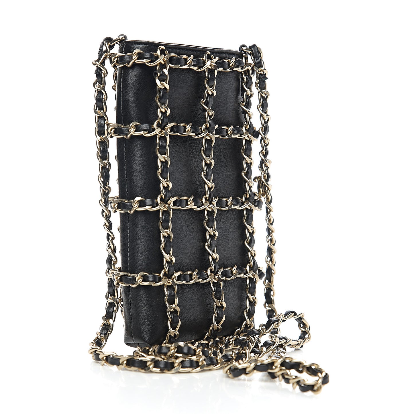 Lambskin Quilted Small Clutch With Chain Black