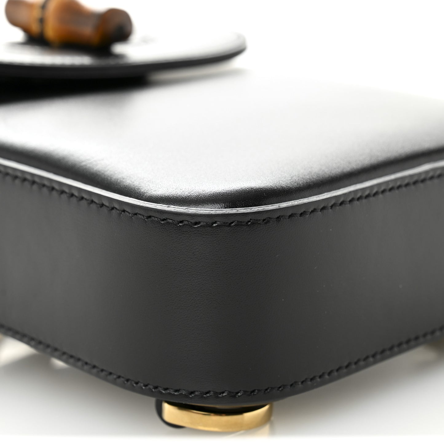 Calfskin Mini Bamboo Top Handle 3 Way Shoulder Bag  Black