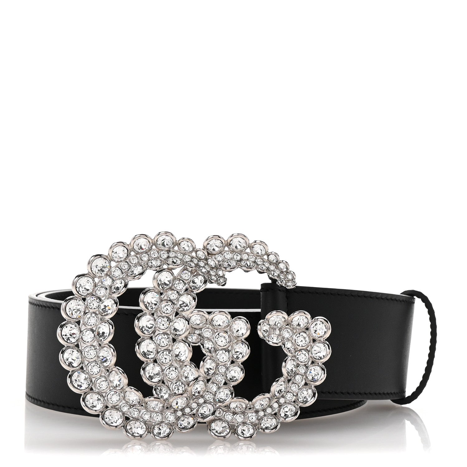 Gucci Calfskin Crystal Double G 40mm Belt 80 32 Black 1 of 6