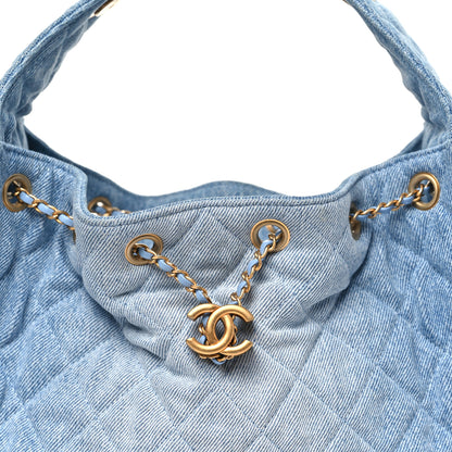 Chanel Washed Denim Quilted Small Chanel 25 Handbag Blue 8 of 10