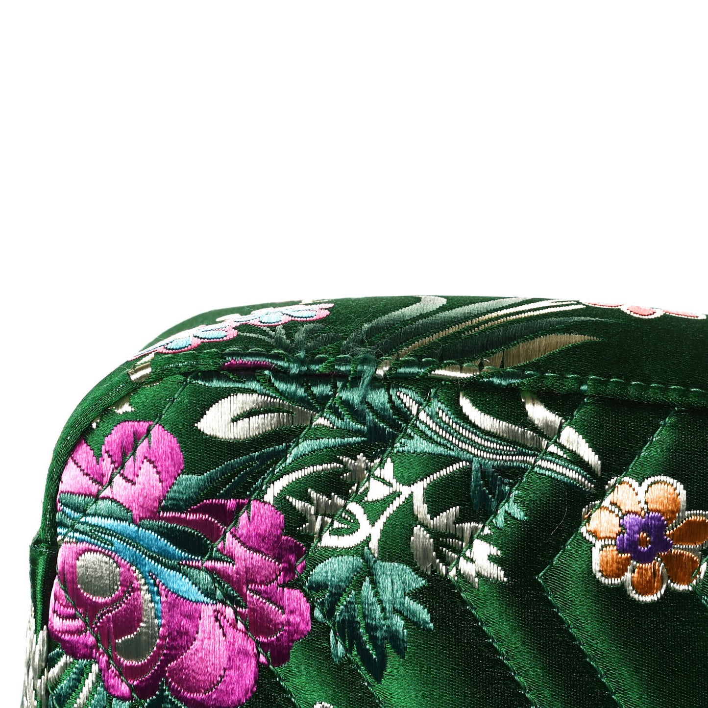 Jacquard Matelasse Floral Medium GG Marmont Shoulder Bag Green