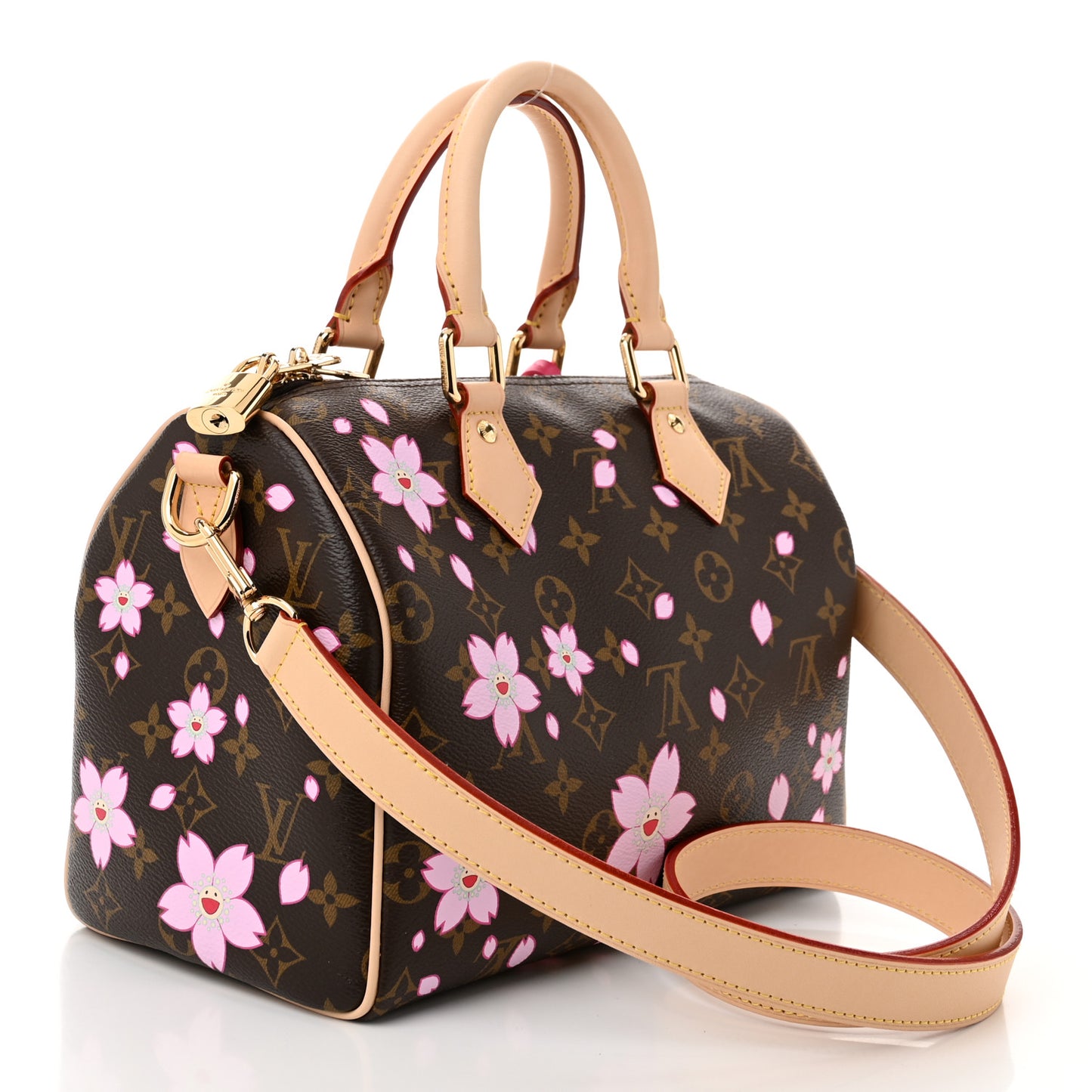 LV X TM Monogram Cherry Blossom Speedy Bandouliere 25 Sakura Brown