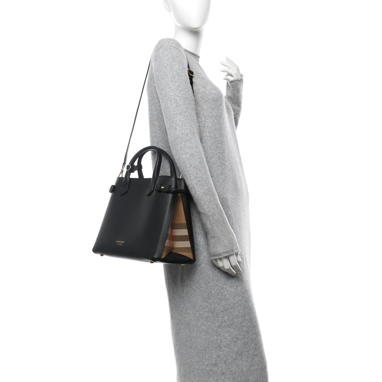 Derby Calfskin House Check Medium Banner Tote Black