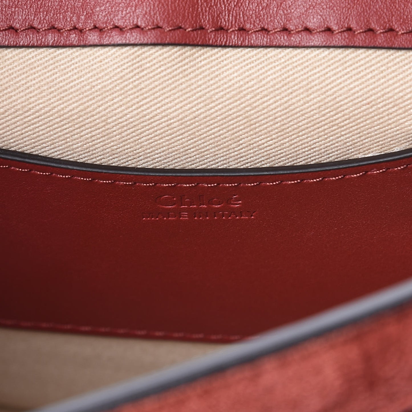 Suede Calfskin Quilted Embroidered Small Tess Bag Reddish Brown